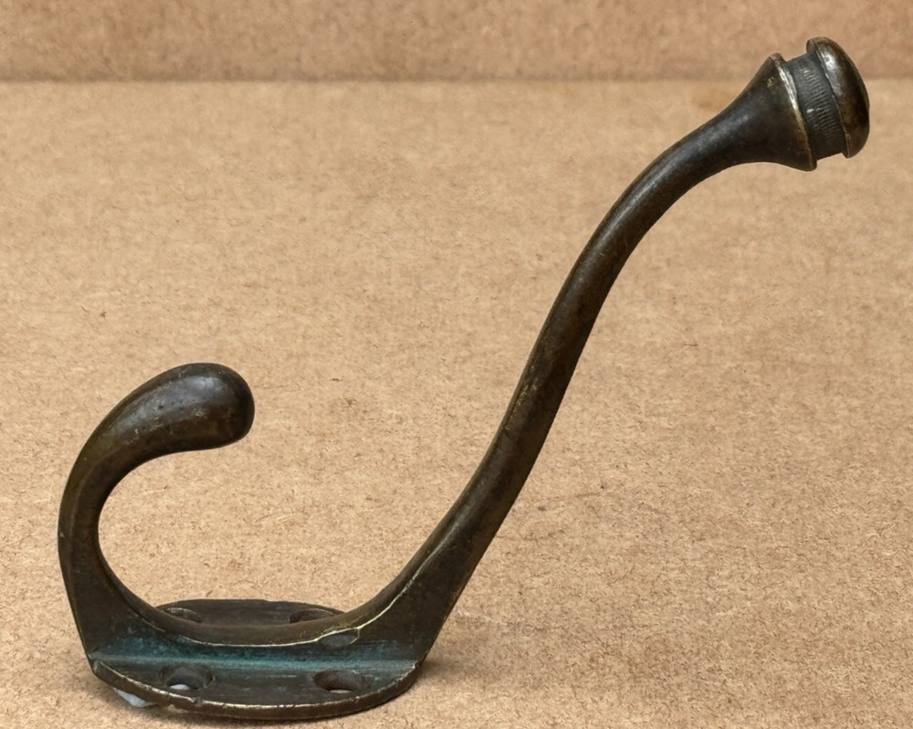 ANTIQUE BRASS DOUBLE COAT HOOK RECLAIMED