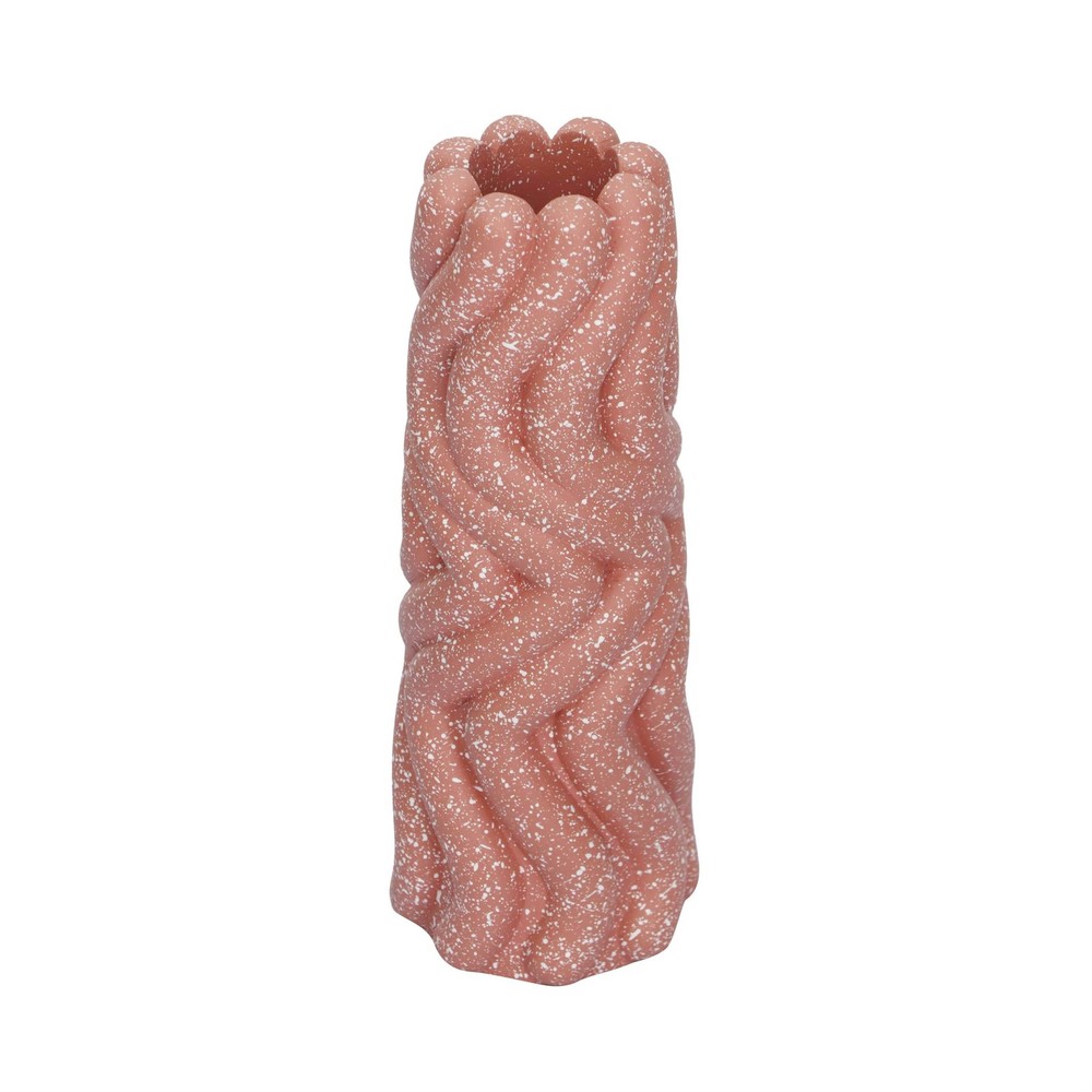 Pemberly Row Decorative Transitional Handcrafted Speckled Salmon Pink Vase