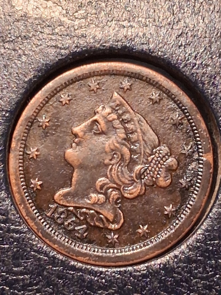 1854 BRAIDED HALF CENT. XF CONDITION. ORIGINAL. NICE