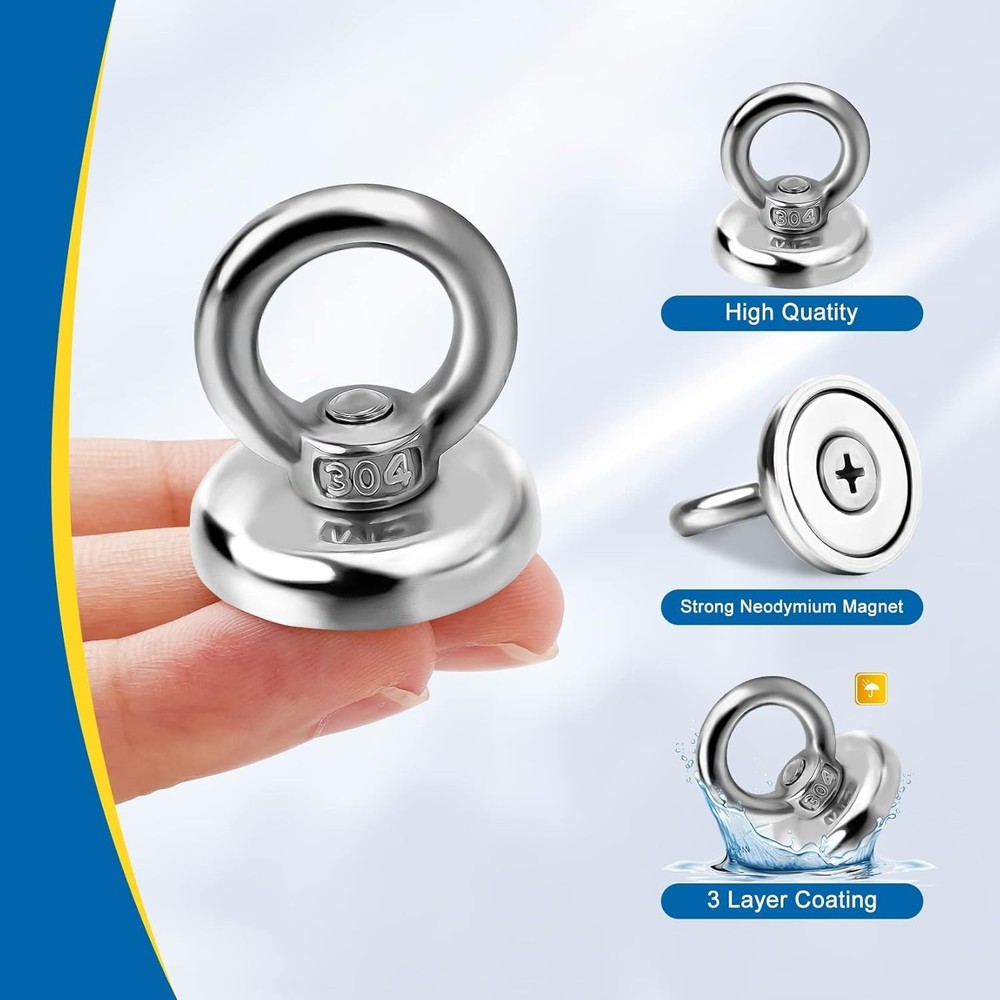 Strong Magnetic Hooks 10 Pack, 60/100 LBS Pulling Force Rare Earth Neodymium