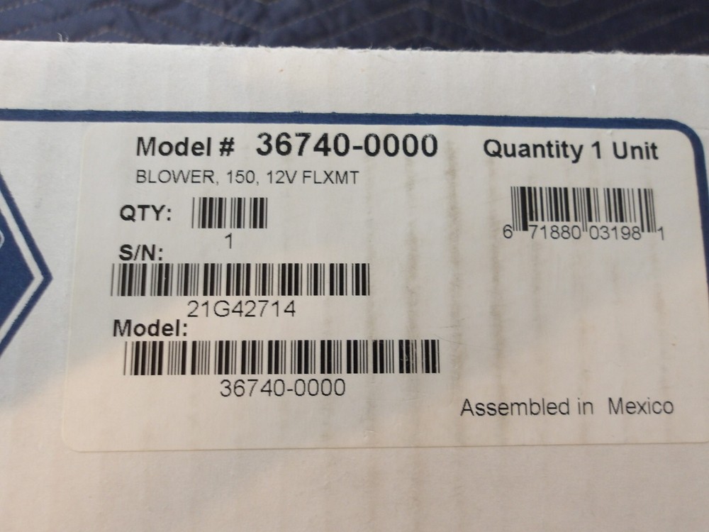 JABSCO FLEXMOUNT BLOWER 12V 150 CFM 36740-0000 NEW IN BOX