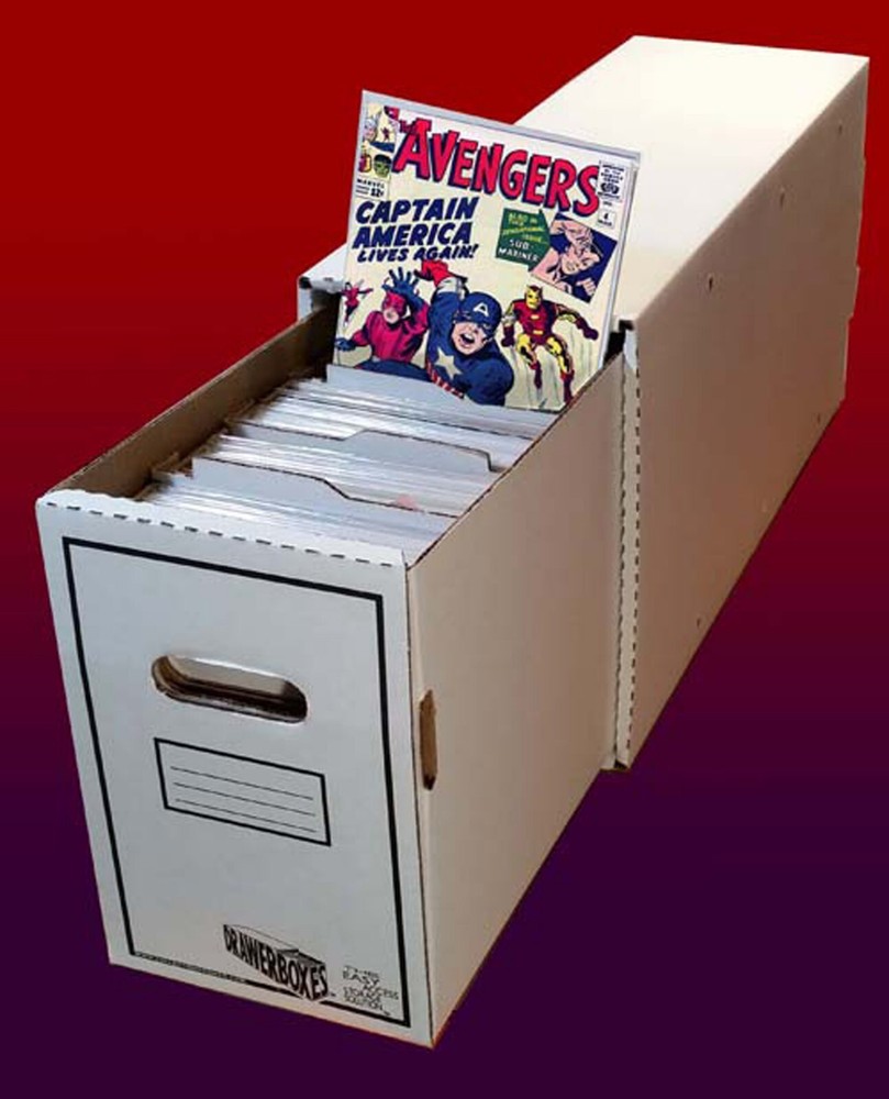 5 Pack LONG DrawerBoxes(tm) w/5 BoxSort Rails Comic Book Storage Boxes Stackable