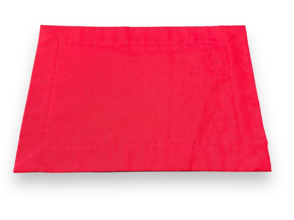 10 Classic Red Hemstitch Rectangular Placements for Christmas Holidays All Year