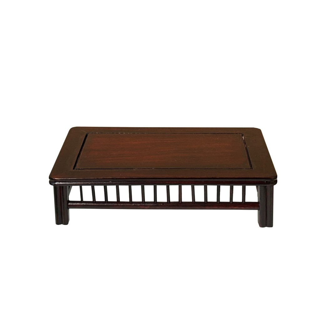 7" Brown Rectangular Simple Bar Pattern Wood Display Stand Riser st1014B