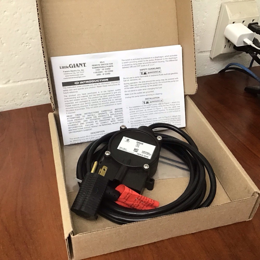 Little Giant RS-5 599008 NO Mechanical Float Switch 115VAC