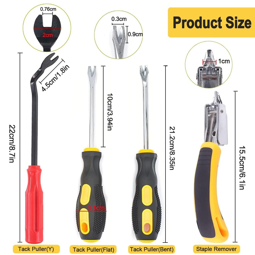 4Pcs Upholstery and Construction Staple Remover with Tack Puller Tool, Nail P...