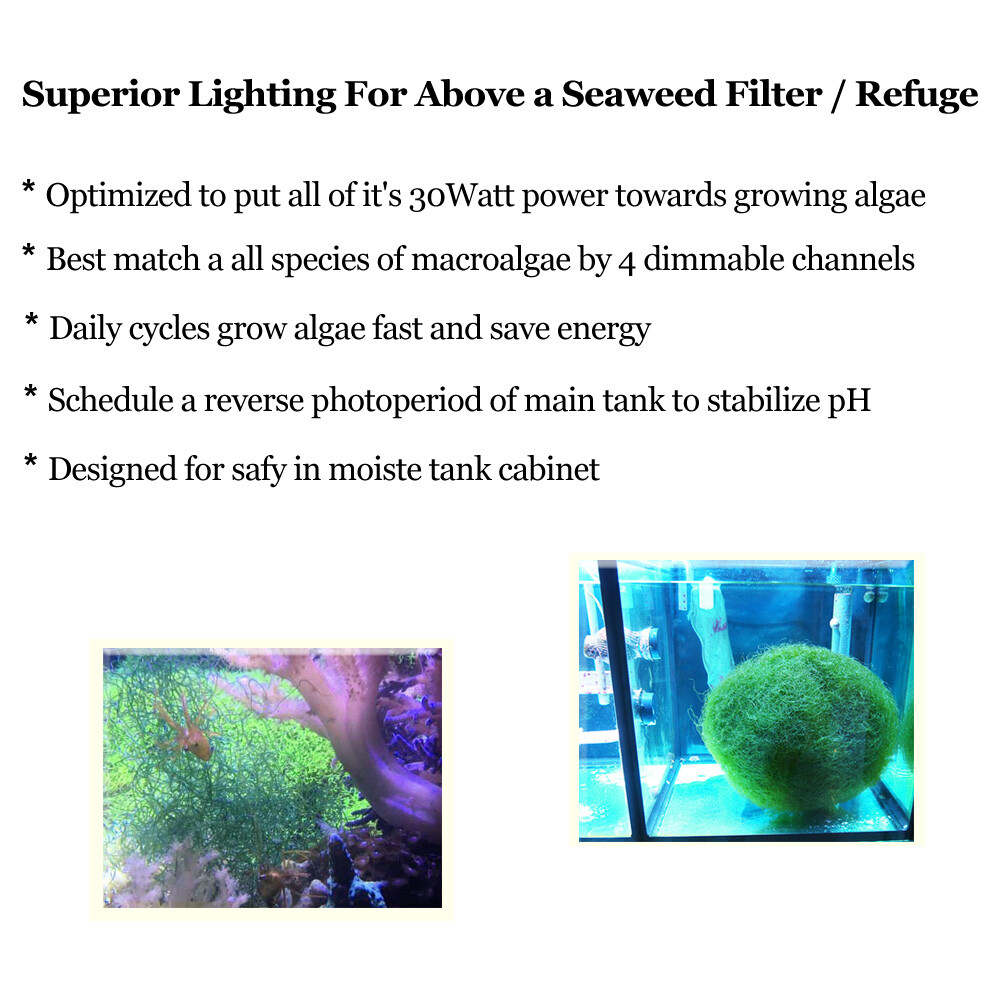 PopBloom LED Grow Light Full Spectrum Refugium Lamp for Algae Seaweed Filter