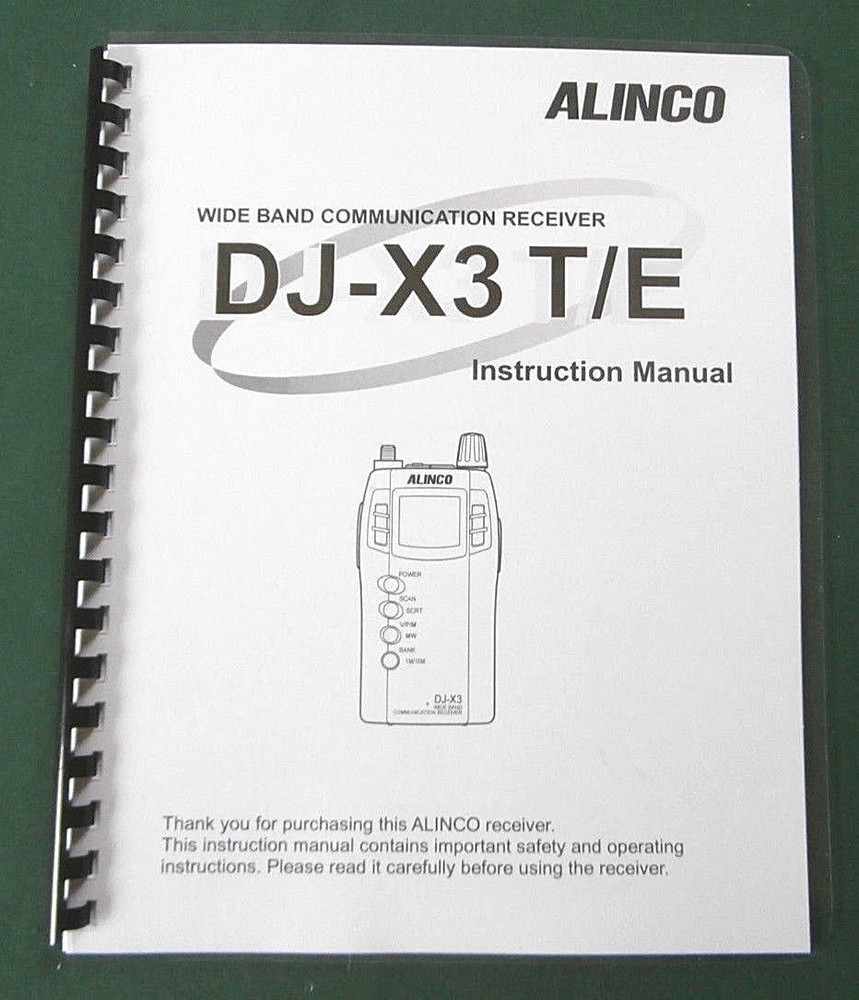 Alinco DJ-X3T/E Instruction Manual: Comb bound & Protective Plastic covers