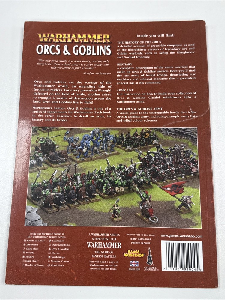 Warhammer Armies Codex Orcs & Goblins Book 2006 7th Edition Games Workshop - OOP