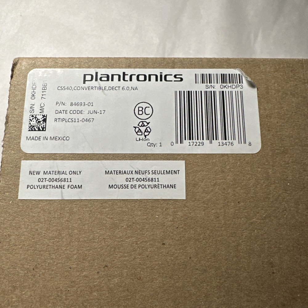 Plantronics CS540 Convertible Wireless Headset System COMPLETE - Box, Manual