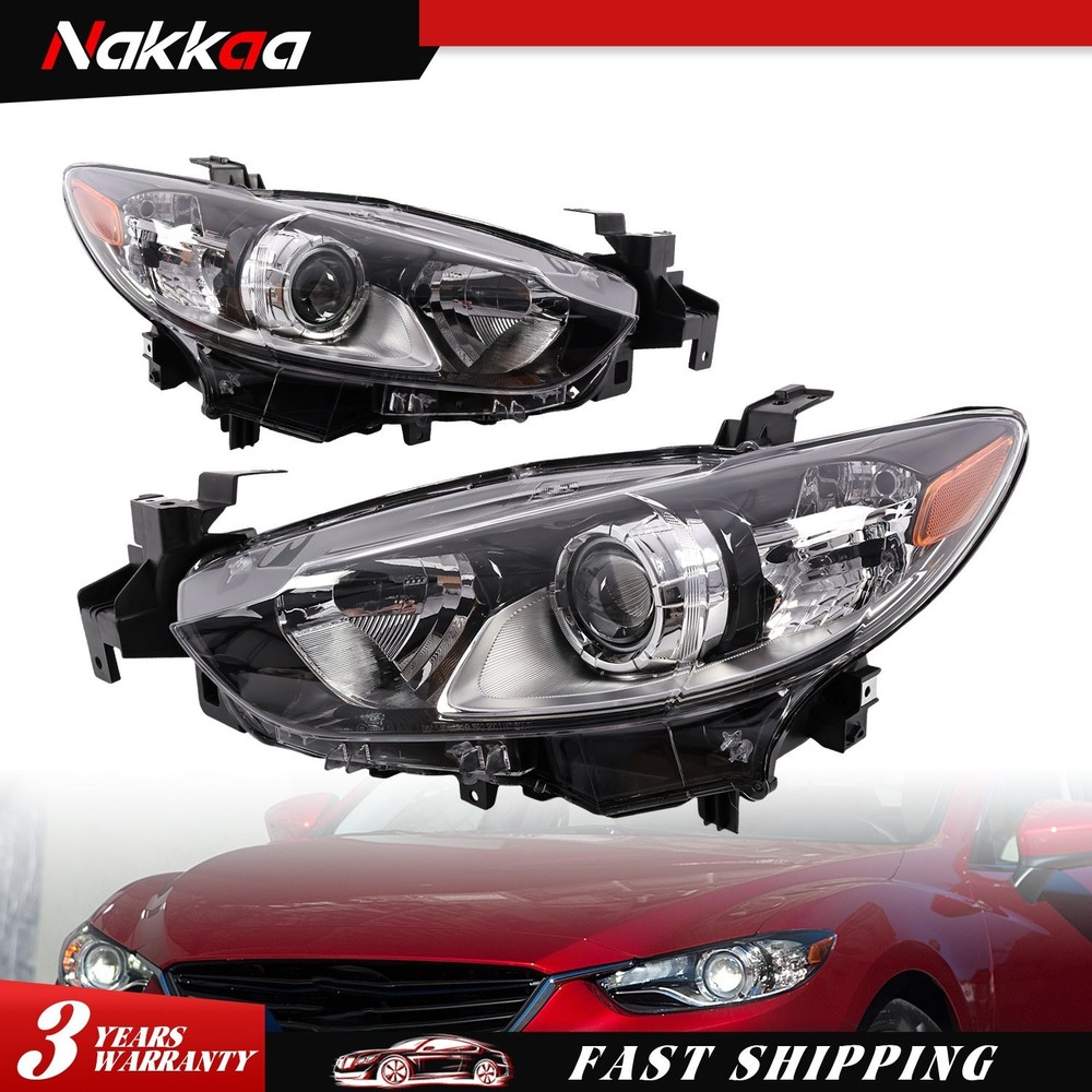 For 2014-2017 Mazda 6 Halogen Headlights Assembly Driver & Passenger Side