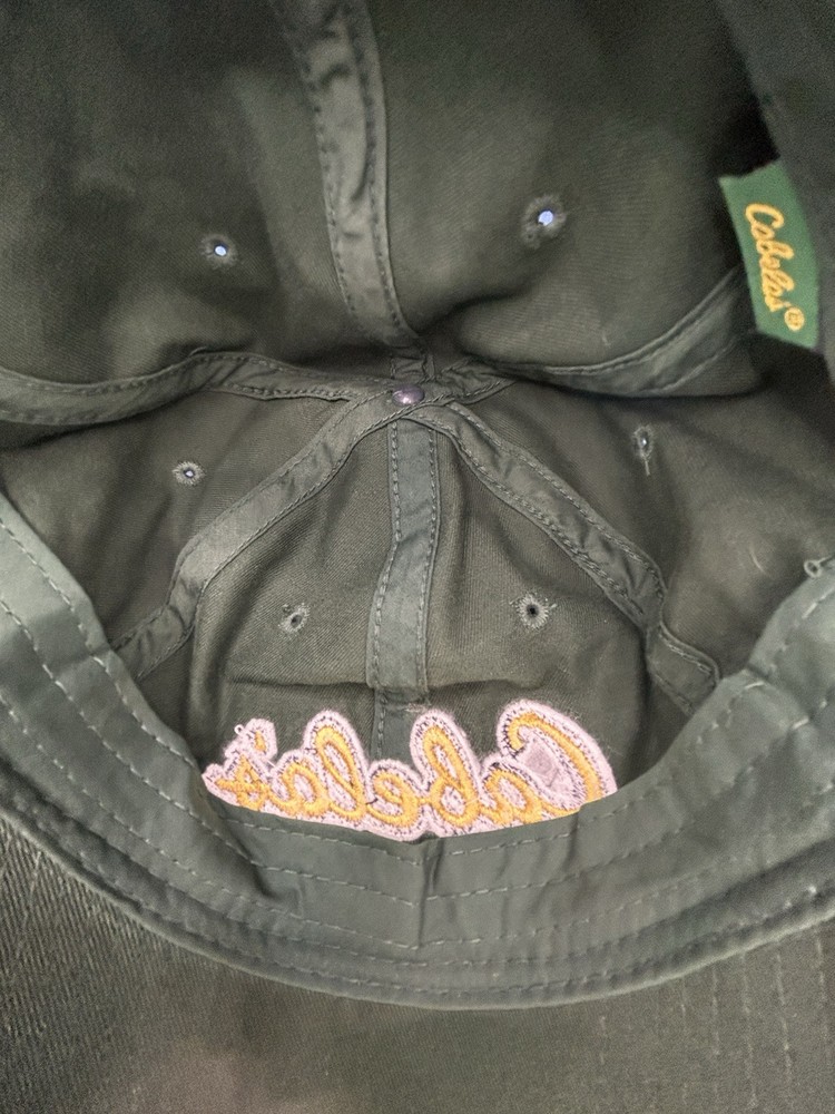 Vtg Cabelas Adjustable Strapback Cap Yellow Embroidery