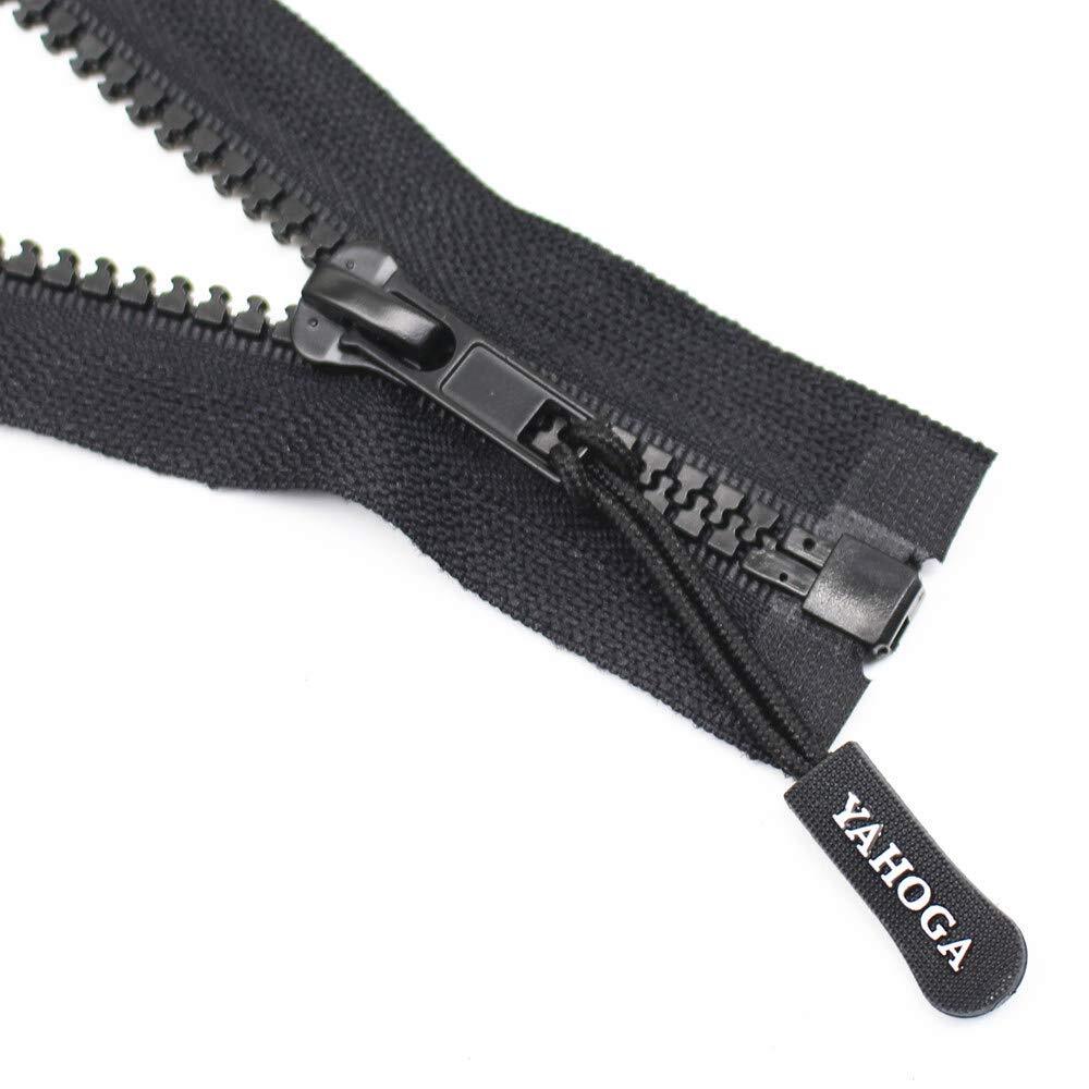 2PCS #5 34 Inch Separating Jacket Zippers Black Molded Plastic Bulk