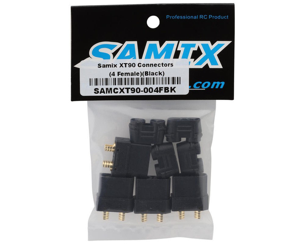 Samix XT90 Connectors (Black) (4 Male) [SAMCXT90-004FBK]