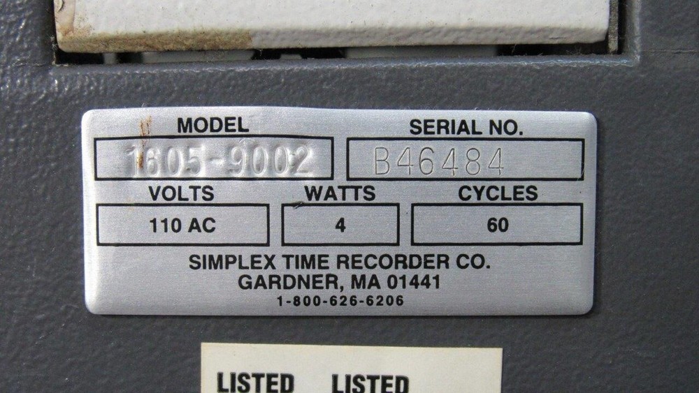 SIMPLEX 1605-9002 Consecutive Payroll Time Clock & Date Recorder, with Key