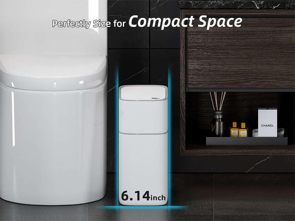 MOPALL Small Bathroom Trash Cans with Lids,Motion Sensor Bathroom Trash Can,N...