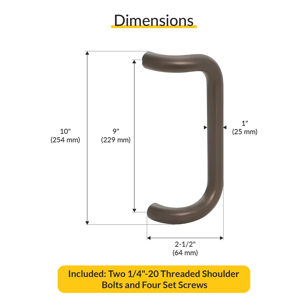 Brixwell 10" Aluminum Pull Handle with 9" Mounting, Bronze Finish
