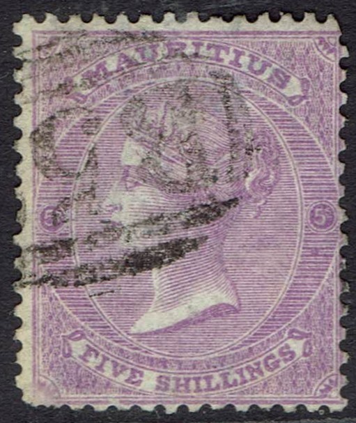 MAURITIUS 1863 QV 5/- USED