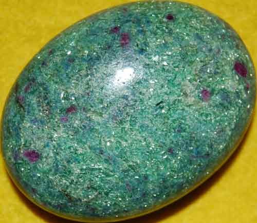 Sparkling Ruby in Fuchsite Soap-Shaped Palm Stone #2