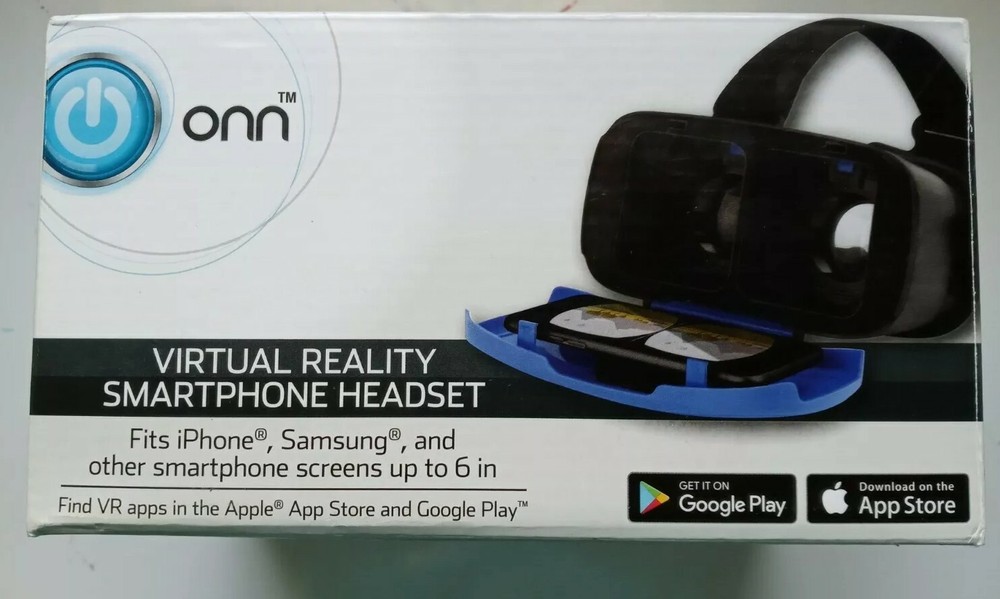 New ONN Virtual Reality Smartphone Headset Phone Screens 6” BLUE Apple/Android
