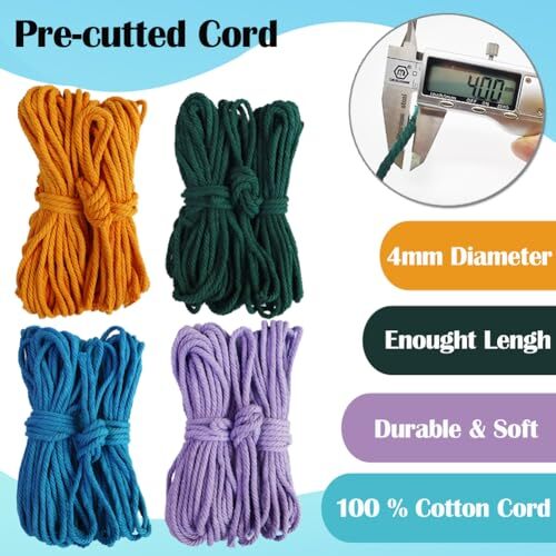 with Instruction Book Tutorials Metal Rings 4mm Macrame Plant Hanger Kit