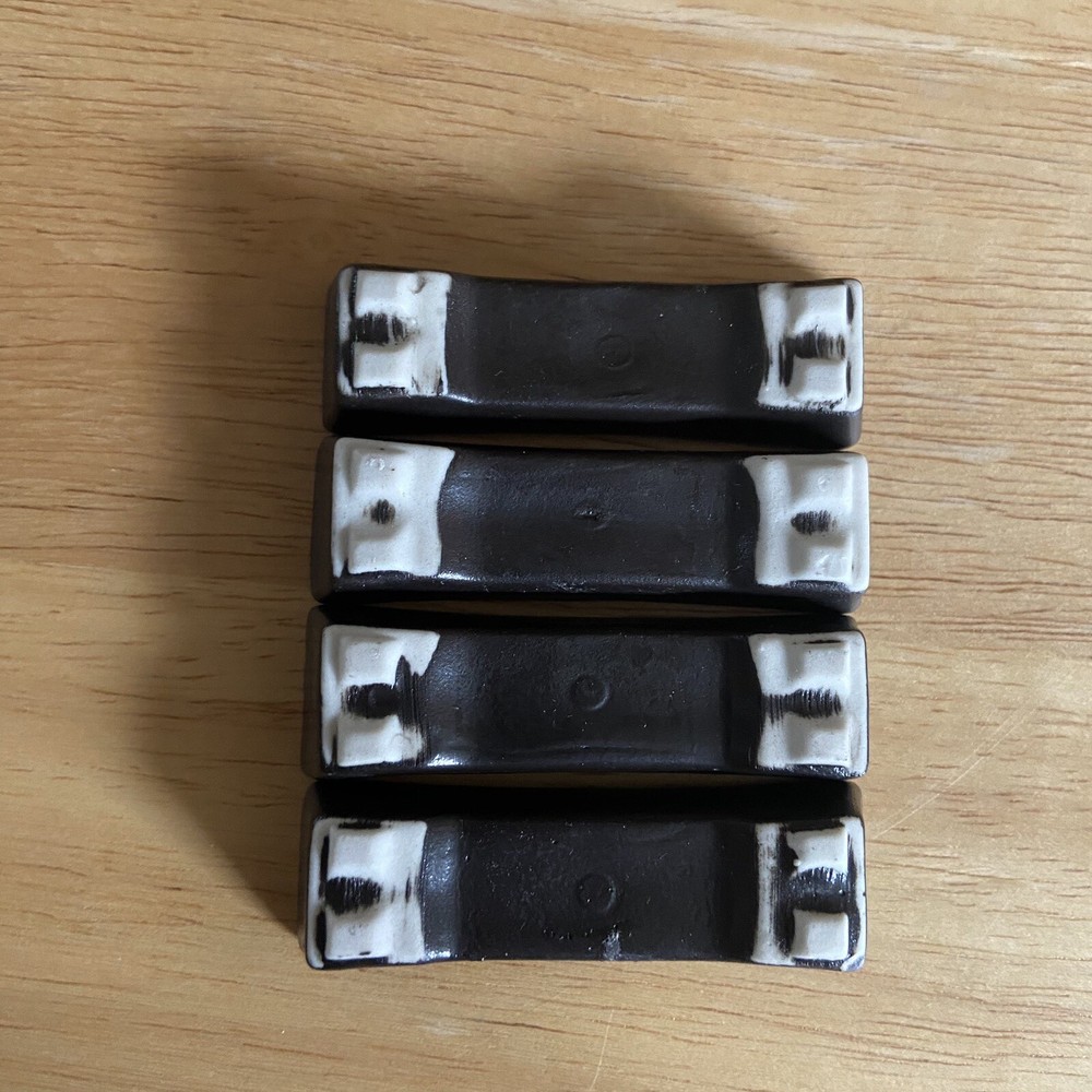 Four Heavy Ceramic Chopsticks Rests Black And White