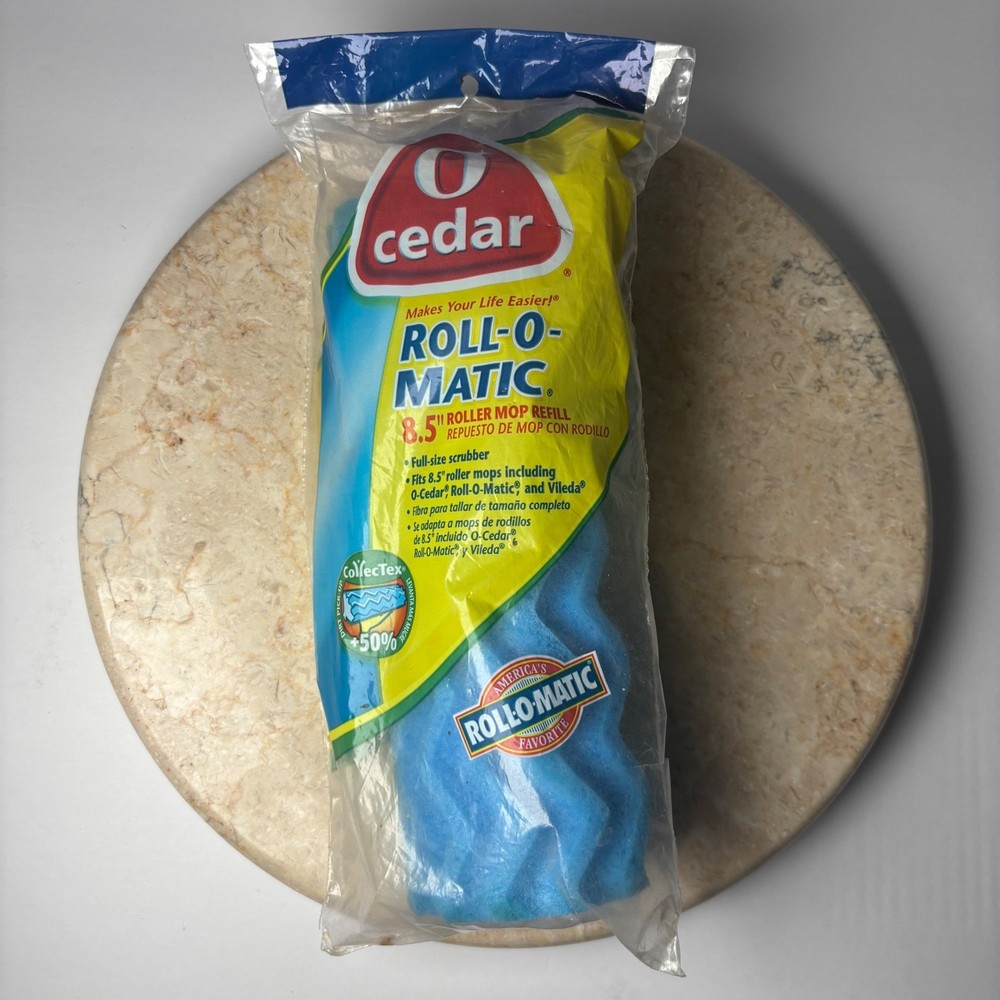 O-Cedar Roll-O-Matic Mop Refill 8.5" Blue Roller Sponge with Scrubber