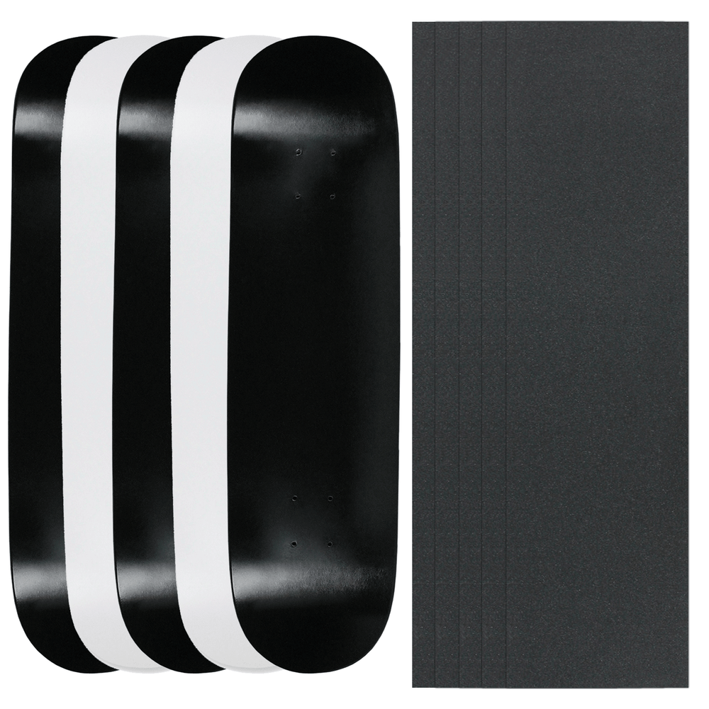 5 Blank Skateboard Decks Black & White 8.25" + Griptape