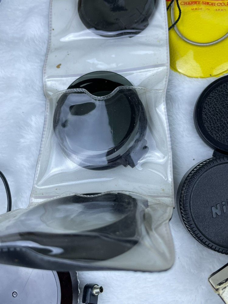 Camera Gear Lot Nikon System Chart Flash Shutter Release Cable Filters Caps SEE