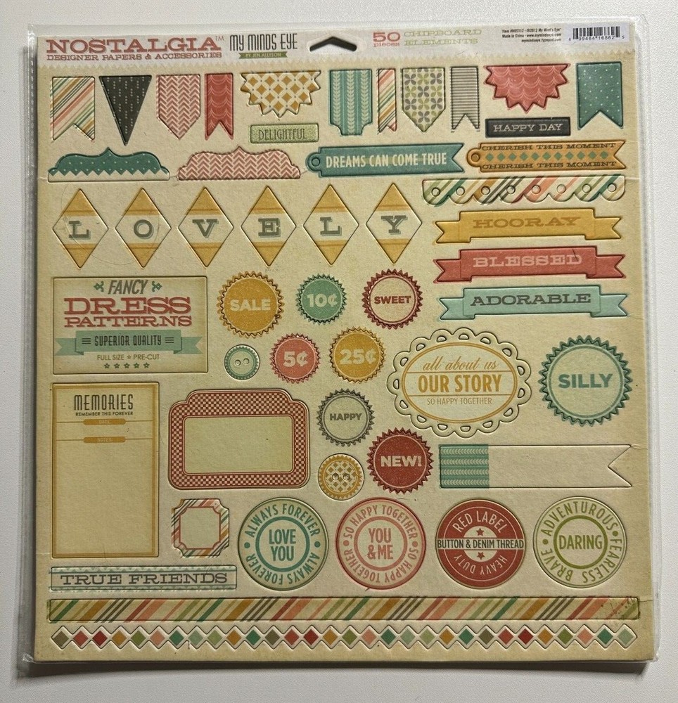 My Mind's Eye 12 x 12 Chipboard Elements-Variations Available-You Choose