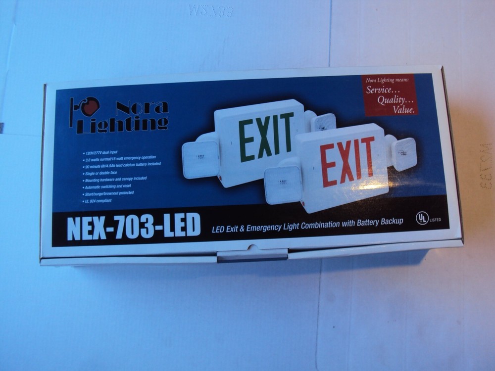 NORA Lighting NEX-703-LED/BG LED Exit & Emergency Light Combinatin w/battery ba