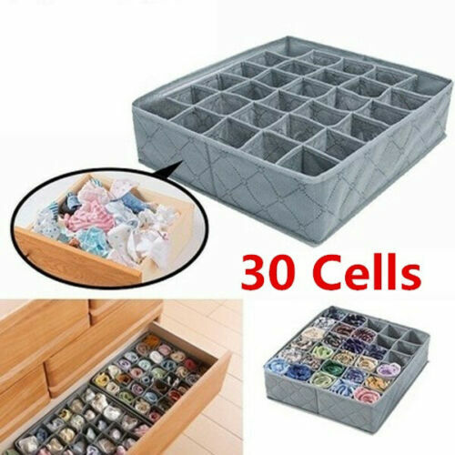 30 Compartment Underwear Storage Box Foldable Drawer Organizer for Socks