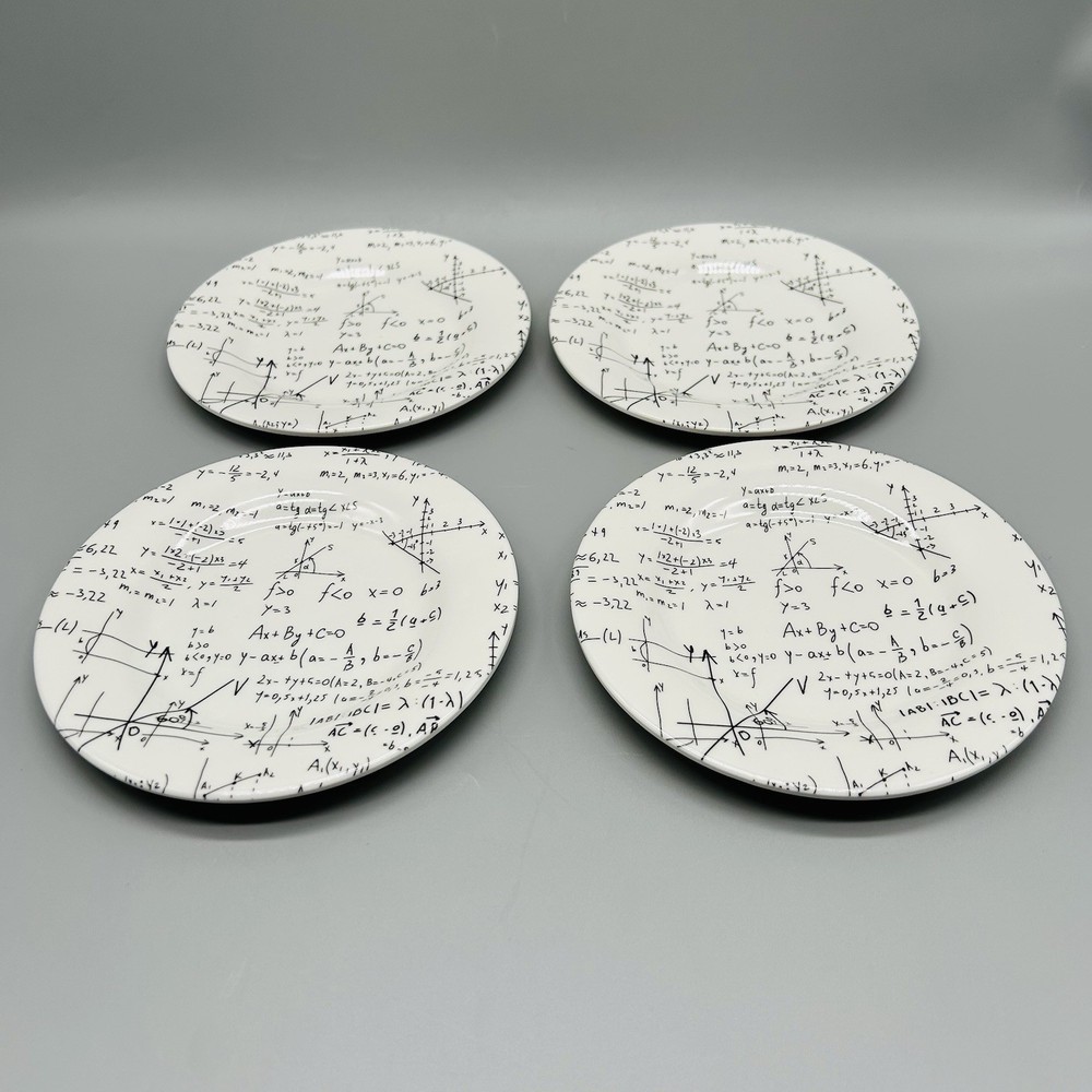 Set Of 4 Algebra Math Melamine Side Plates 6”