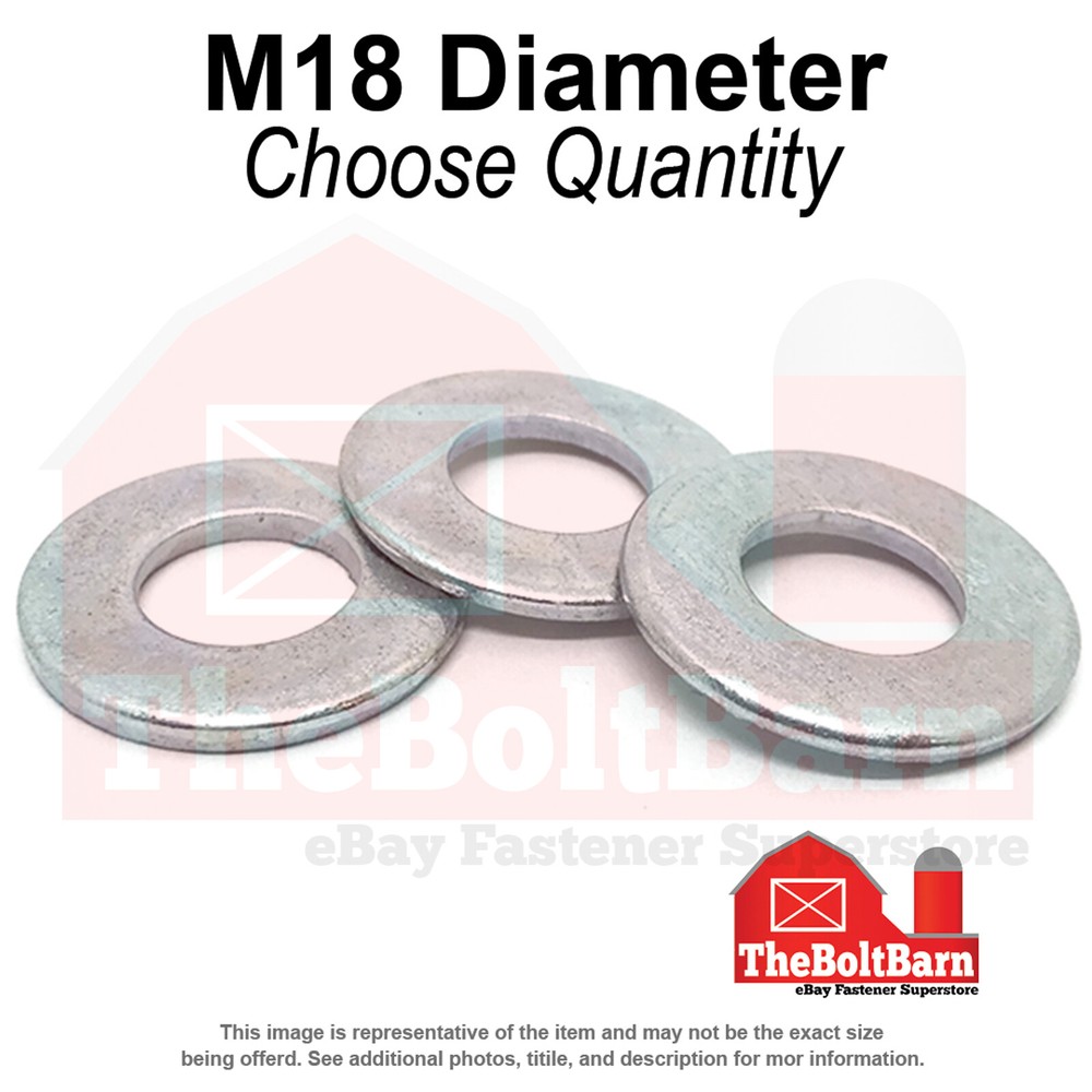 M18 Class 10 Hardened Flat Washers Zinc Clear (Pick Quantity)
