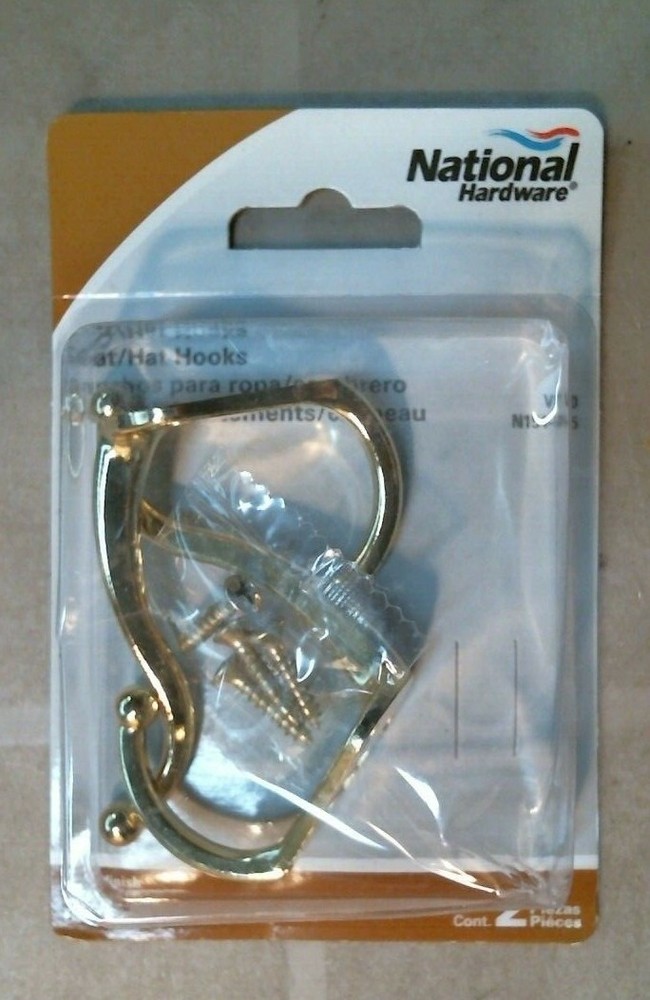 National Hardware N154-575 Coat/Hat Hooks, Brass Finish, FREE SHIP