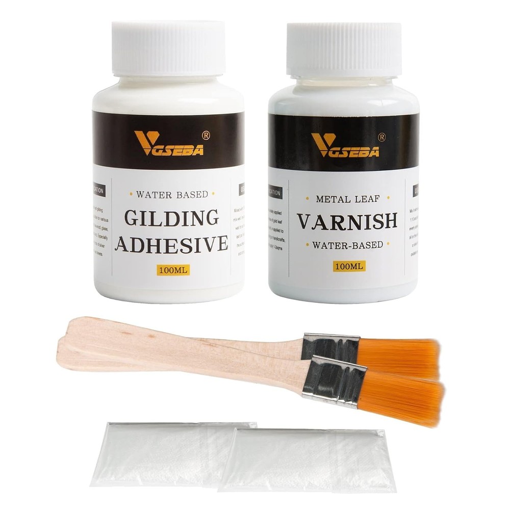 Gilding Adhesive & Varnish Set - Non-Toxic 200ml Gold Leaf Solution