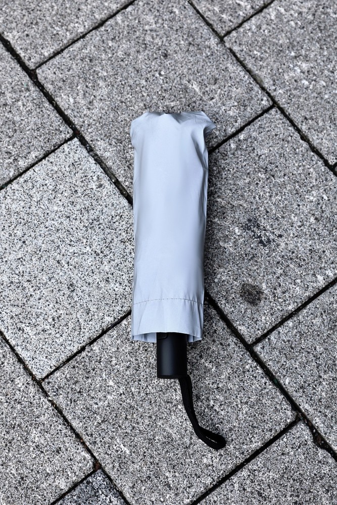 ByTheR Logo Reflective Compact Push Button 3-Stage Automatic Umbrella Gray