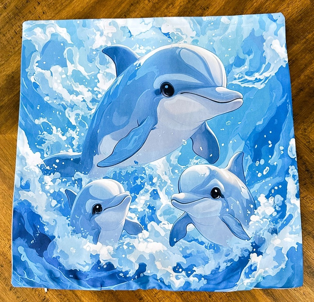 Throw Pillow Cover Shell Case Coastal Beach Dolphin NO PILLOW INSERT-SHELL ONLY