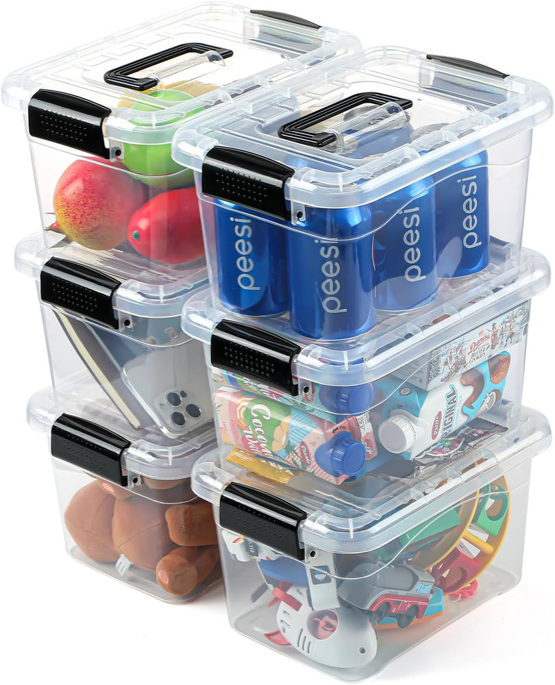 Plastic Storage Bins with Lids 6 Packs, 7 Quart Storage Organizer Bins