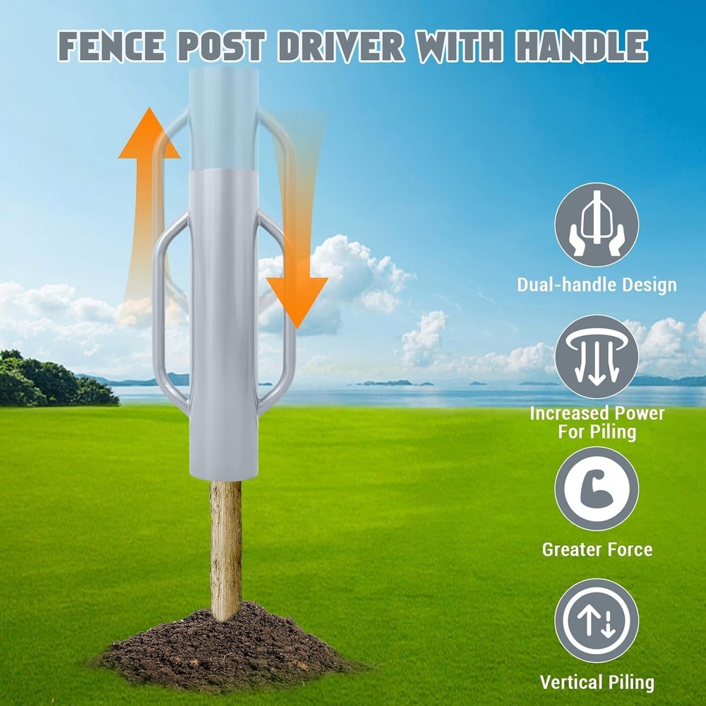 Fence Post Driver 37LB T Post Driver Heavy Duty Hand Post Pole Pounder w/ Handle