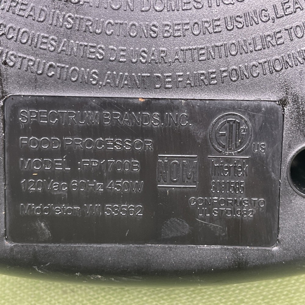 Black & Decker Food Processor FP1700B Motor Base Only Black Tested