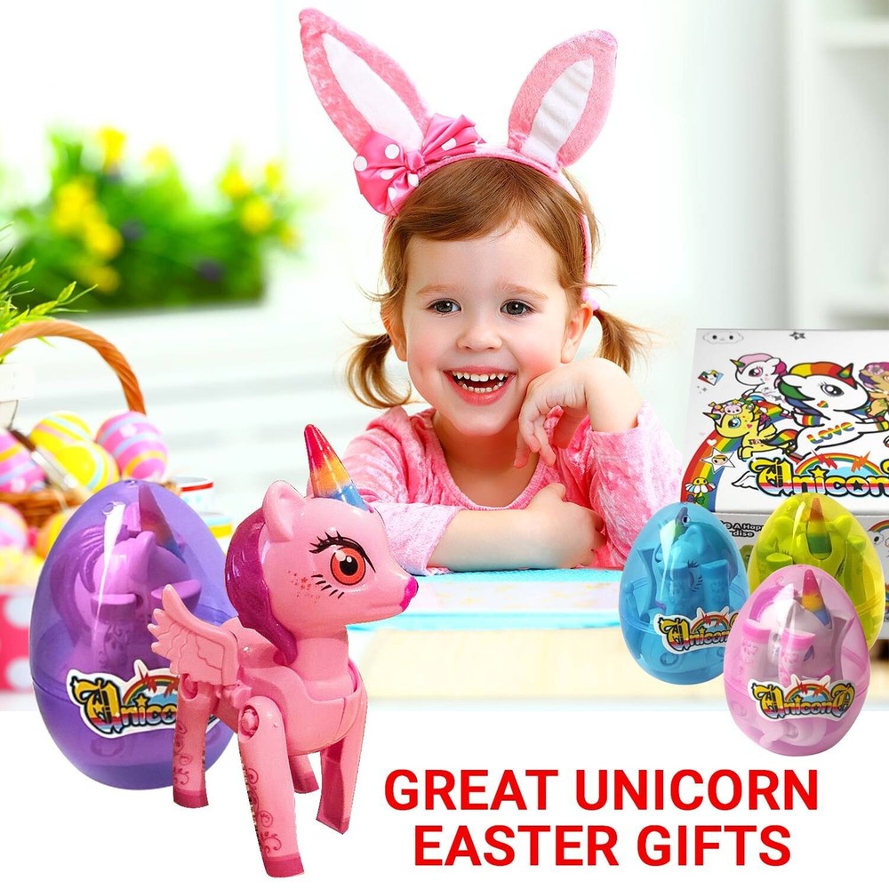 4 Pack Prefilled Easter Eggs with Toys 4 3/8" Plastic Easter Eggs Filled Toys