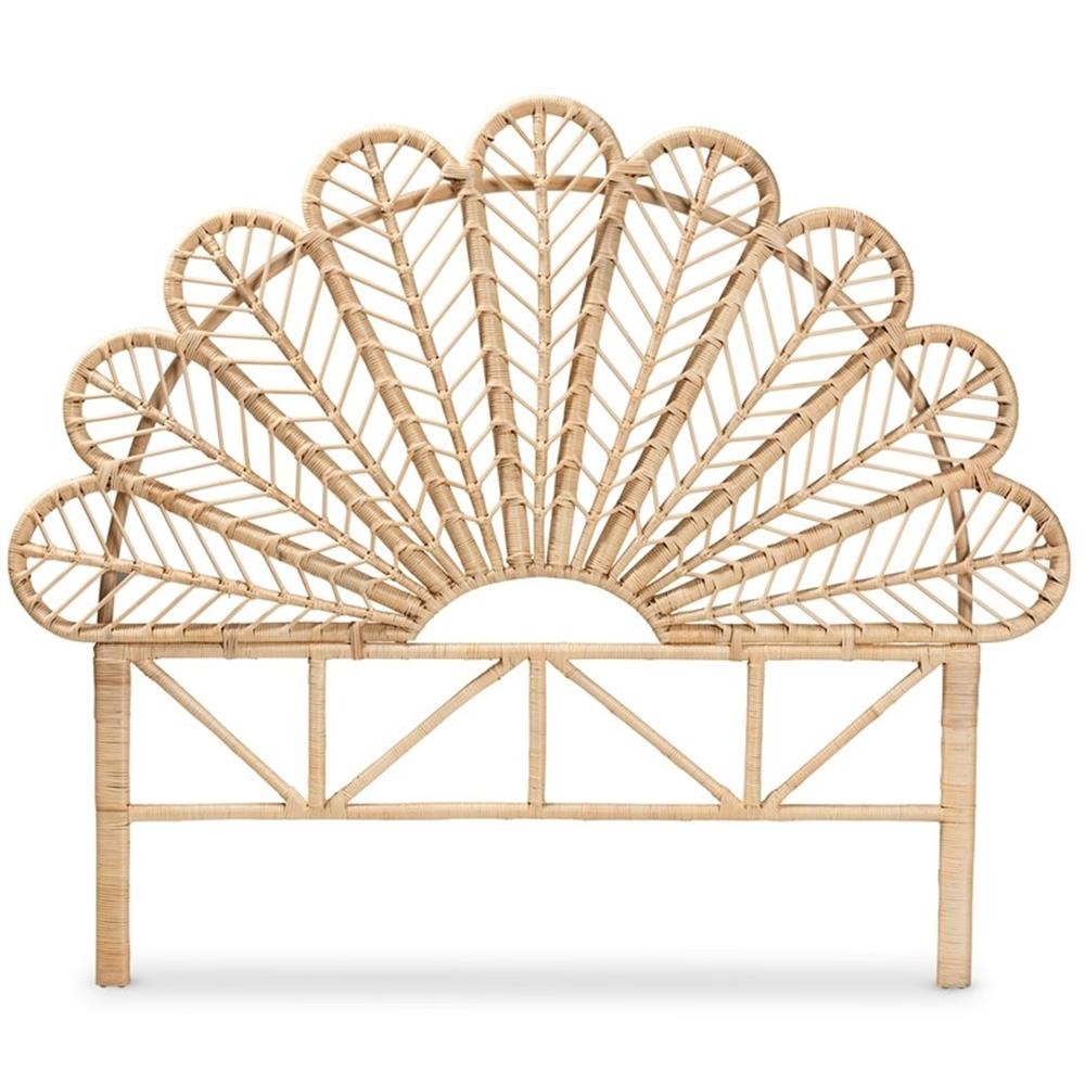 Baxton Studio Variel Modern Bohemian Rattan Queen Size Standalone Headboard