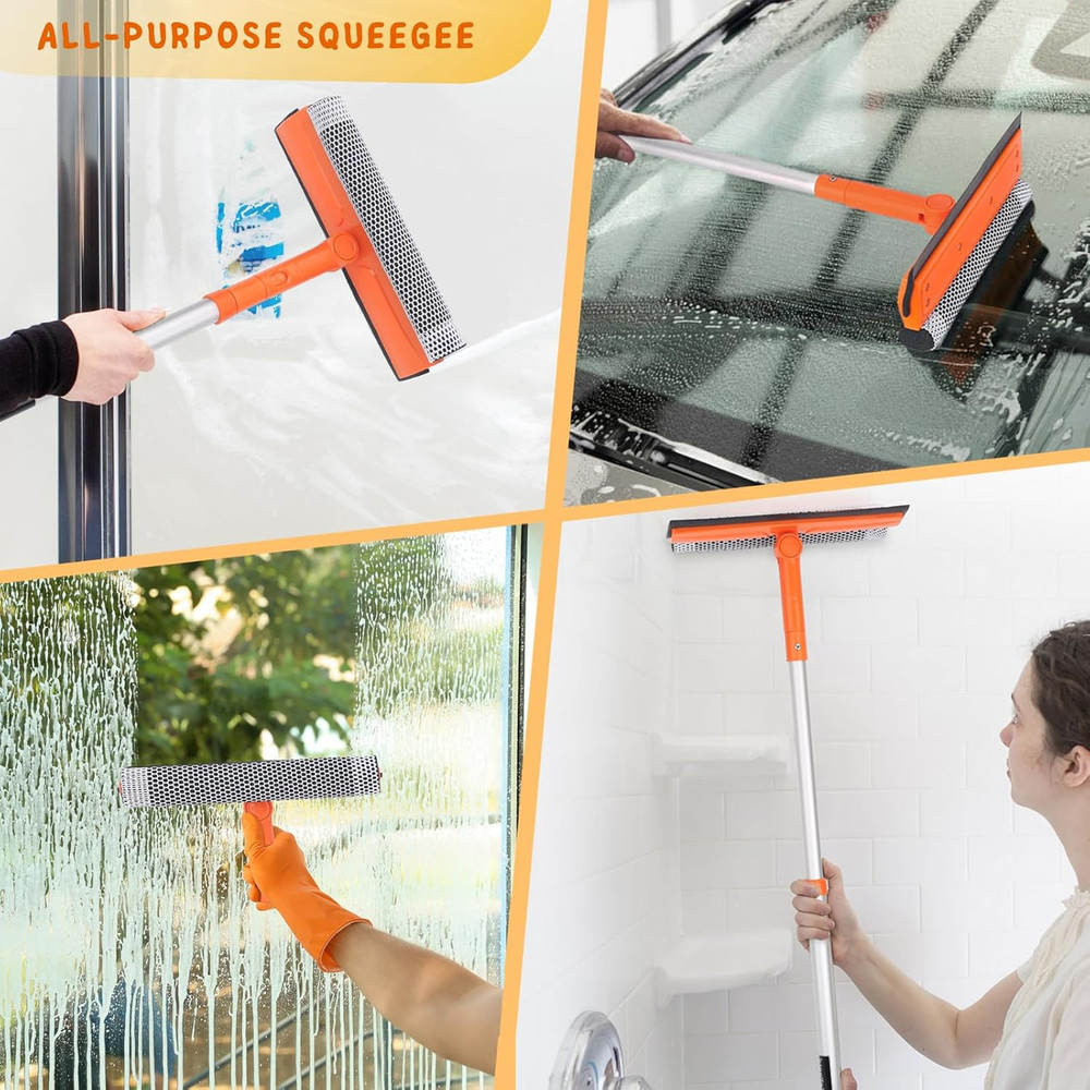 Window Squeegee for Home, Car Windshield Cleaner Tool with Extension Pole 20''-3