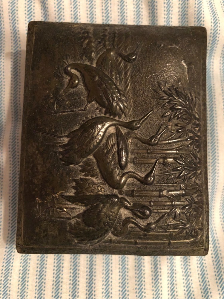 antique japanese silver plated box