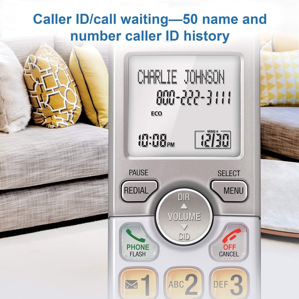 Long-Range Cordless Phone with Three Handsets and Secure Sound Technology