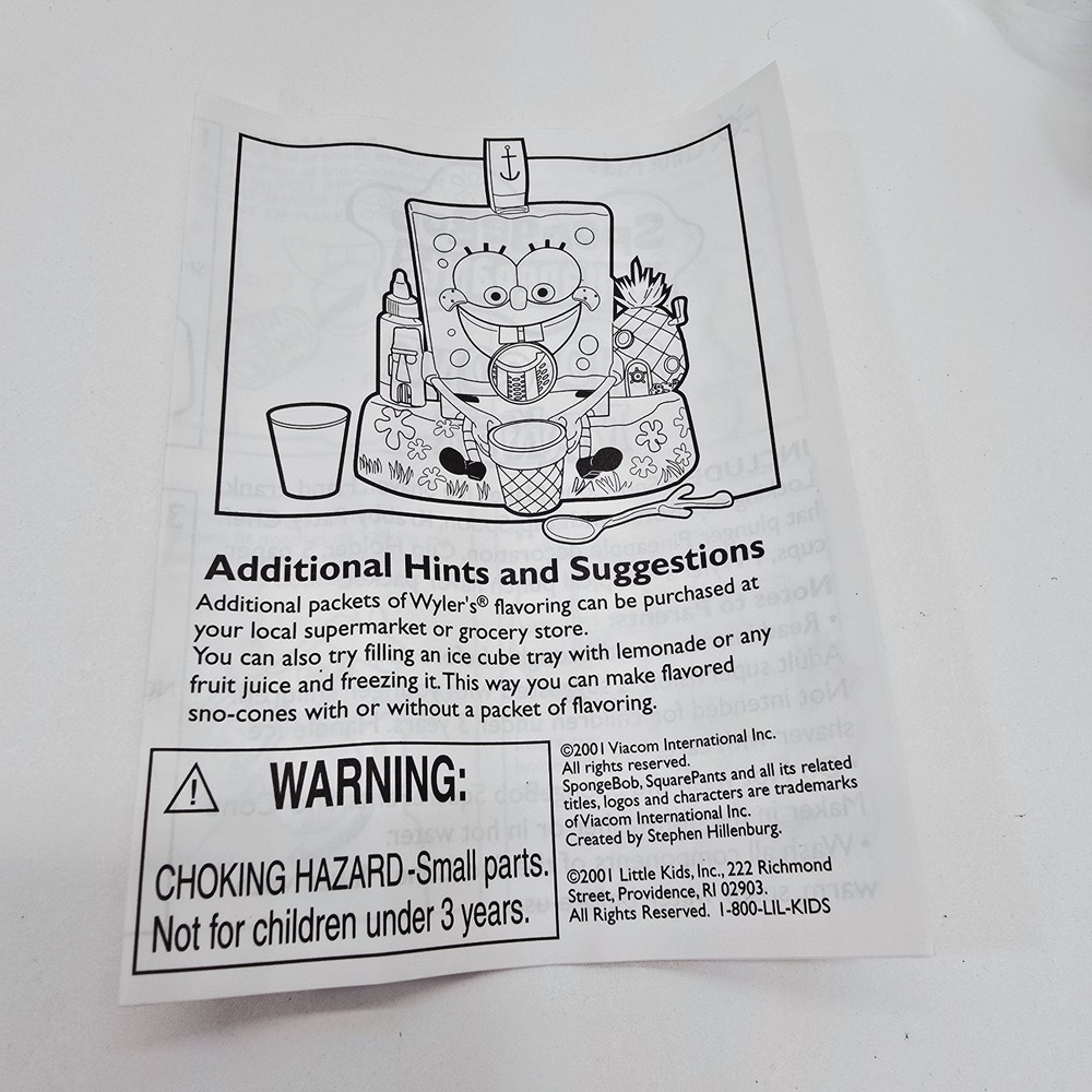 2001 SpongeBob Squarepants Sno-Cone Maker - Unused