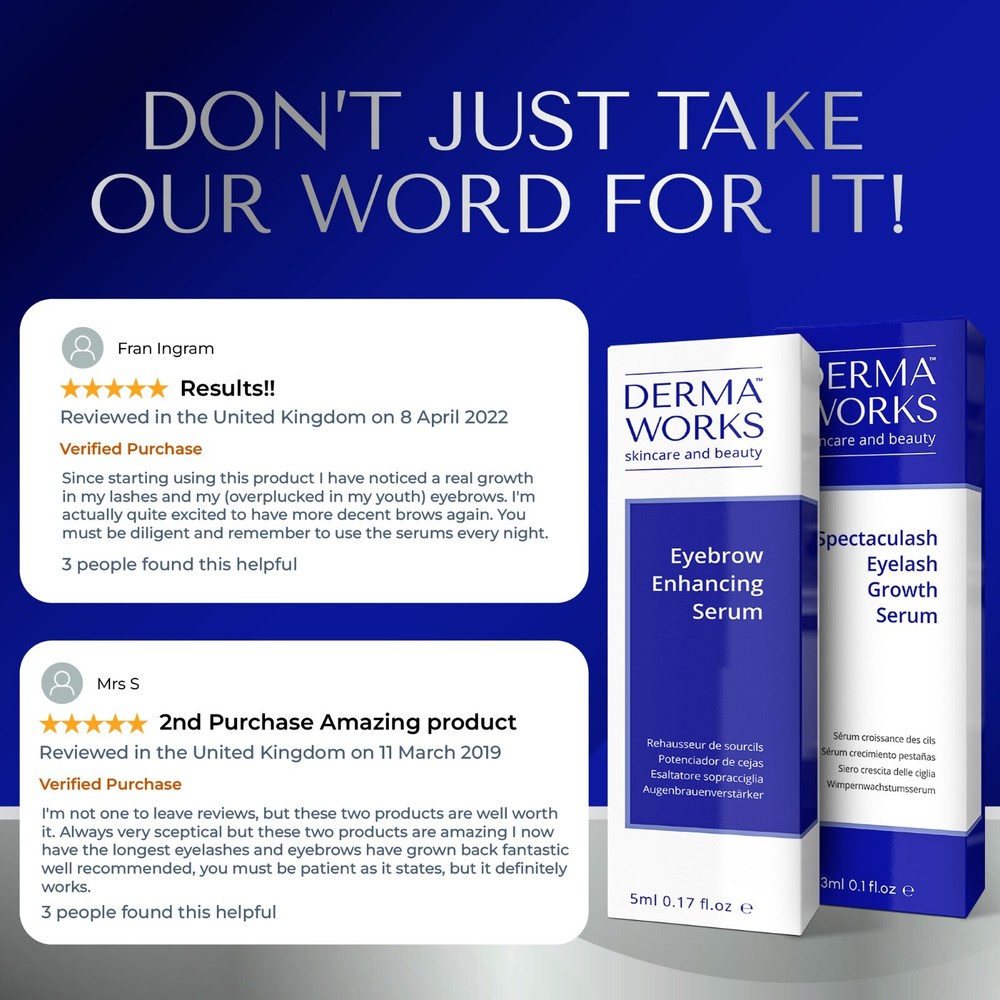 DERMAWORKS Eyelash Growth & Eyebrow Growth Serum Set Longer Lashes Thicker Brows