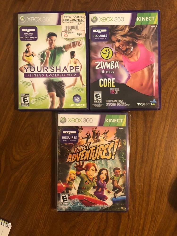 Microsoft Xbox 360 Kinect 1414 Sensor Black Bundle w/ Power AC Adapter & 3 Games