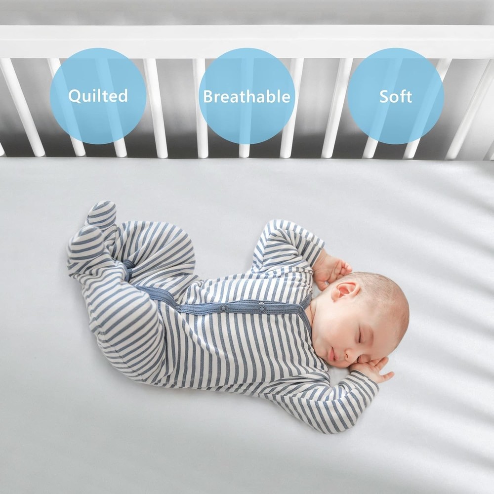 High-Quality Fitted Crib Sheets - 2-Pack in Elegant White & Gray (28x52)